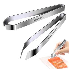 Pack of 2 bone tweezers, bone tongs, herringbone tongs for fish, suitable for removing small bones from fish fillets and for de-lint chicken and pork