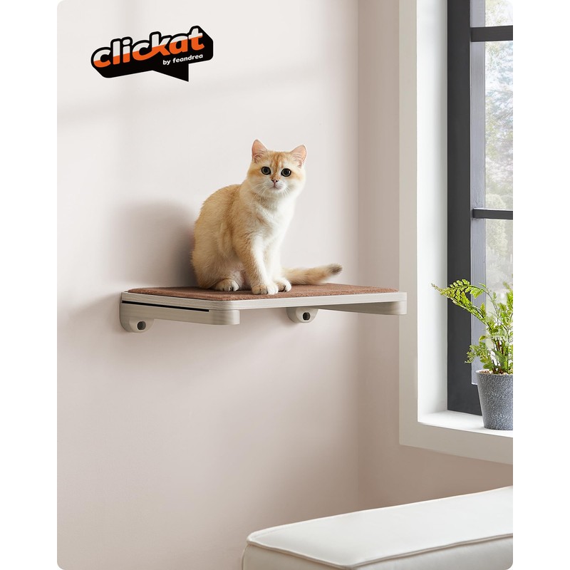 Feandrea Clickat Cat Shelf, Cat Wall Shelf, Wall-Mounted Cat Perch