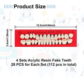 KWAGOCAR Dientes Postizos De Resina Acrílica Dentadura Postiza Completa De Resina Acrílica Dentadura Postiza Superior E Inferior De Resina Sintética Para Reemplazo Bricolaje Halloween 112 Pi