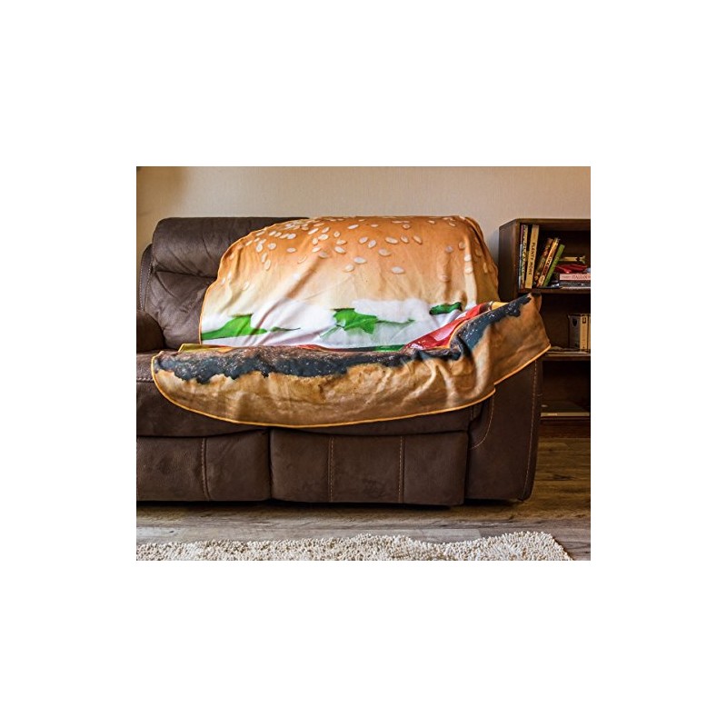 Ultra-Realistic Lightweight Novelty Decorative Throw Food Blanket (Hamburger)