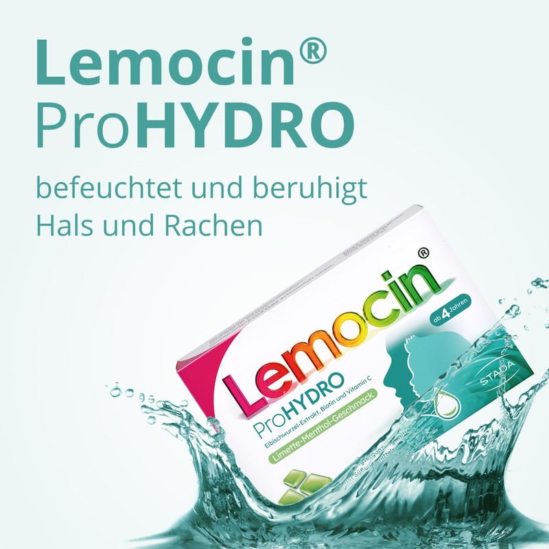 Lemocin ProHYDRO Lutschtabletten mit Limette-Menthol-Geschmack für Hals und Rachen -
