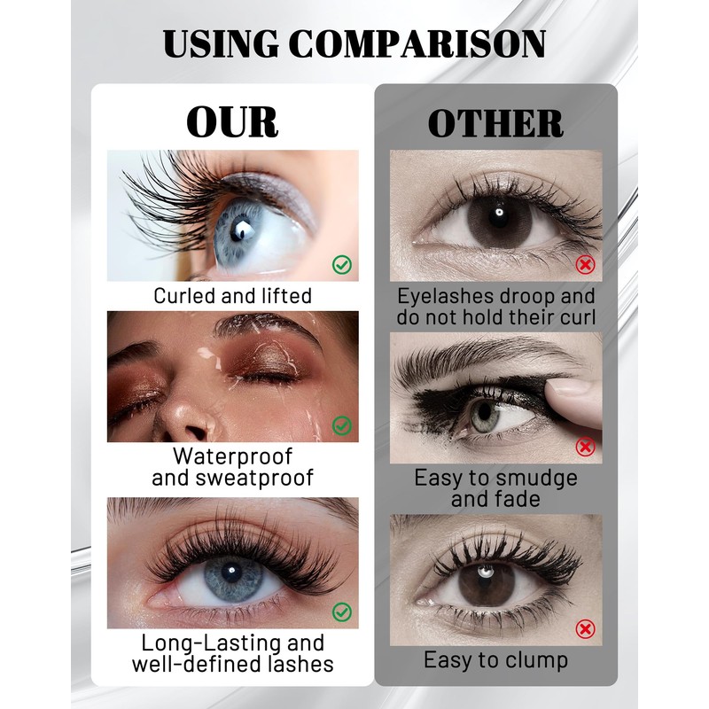 Waterproof Curling Metal Wand Mascara, Black Washable Iron Wand Rod