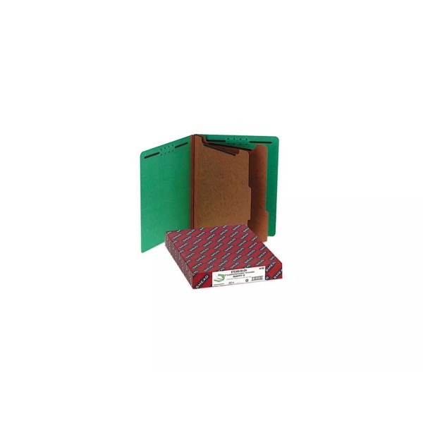 Smead 26785 Pressboard End Tab Classification Folders, Letter, Six-Section, Gree