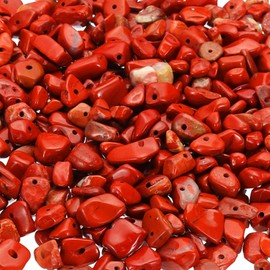 PATIKIL Chip Stone Natural Rock Beads Loose Gemstone Beads Drilled Strand for Jewelry Craft Making, 400pcs, Red