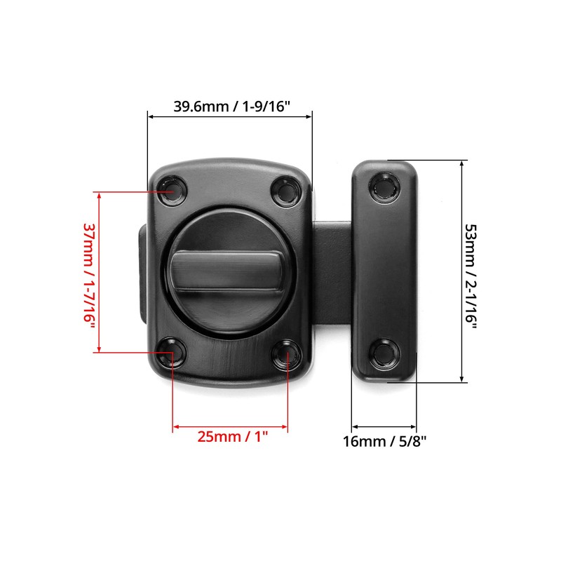 QWORK 2 x Black Stainless Steel Anti-Theft Door Latch Security