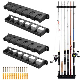 SXTDKMJ Rod Stand, 2 Pairs Rod Holder Fishing Rod Holder Wall Fishing Rod Stand Wall Mount Storage of 12 Rods for Family Wall Garage