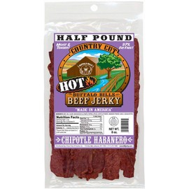 Buffalo Bills 8oz Chipotle Habanero Country Cut Beef Jerky Pack (moist & tender hot beef jerky) 8Oz