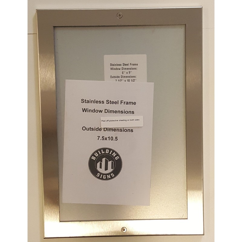 BUILDINGSIGNS.COM Elevator certificate frame 6x9 stainless Steel