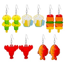 QUPENGXU 4 Pairs Creative Assorted Fruits Earring Novelty Party food Earrings for Women Holiday life jewelry (B)
