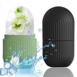 2PCS Rodillo de Hielo para la Cara, Molde de Hielo para Cara Rodillo para Ojos Silicona Reutilizable para Masaje Facial de Ilumina la Piel para Bellez