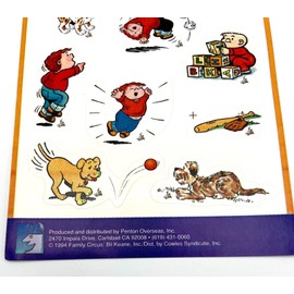 Penton Overseas, Inc. Vintage 1994 Family Circus Comic Strip Bil Keane Full Sticker Sheet