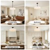 PUMING 19.7" 5-Light Black Drum Chandelier with Modern White Linen