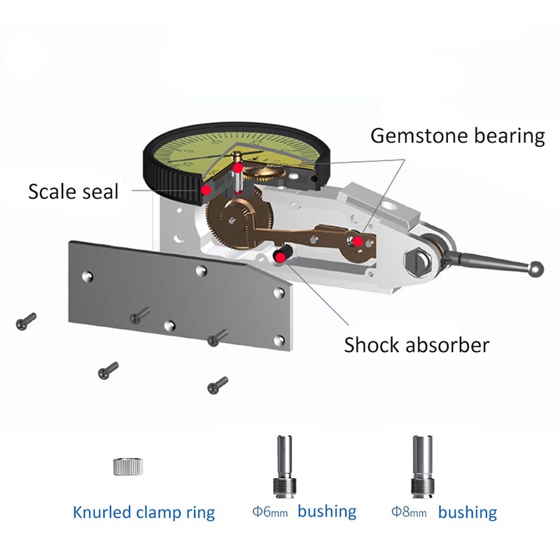 Dial Indicator, 0-80 * 33.5mm Accurate Clock Dial Test Indicator,