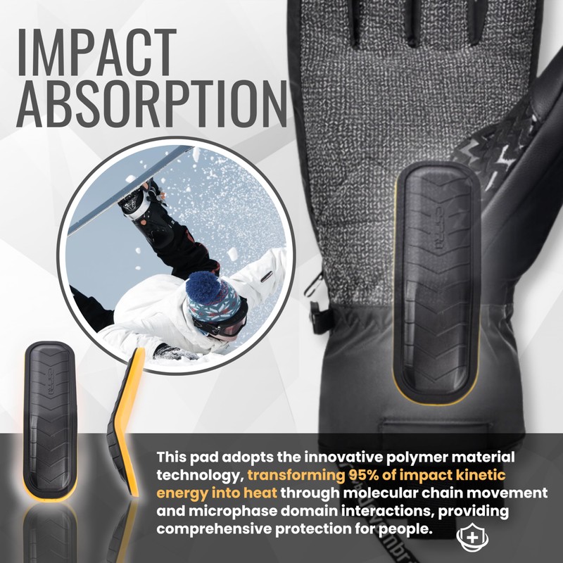 devembr Ski Gloves with Wrist Guards and Undercuff Design, Snowboarding