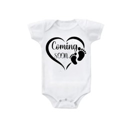 Coming Soon... Baby Feet Pregnancy Announcement Baby Bodysuit Newborn Cotton Romper Short Sleeve Jumpsuit (White, Newborn)