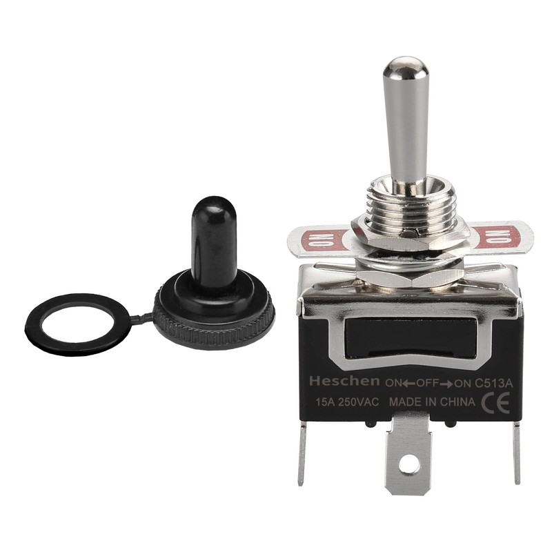 Heschen Metal Toggle Switch C513A, SPDT, Maintained (Latching), ON/OFF/ON 3