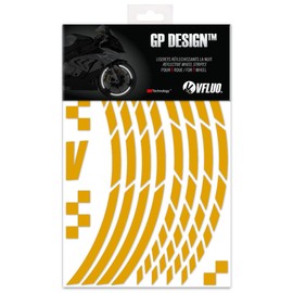 VFLUO - Kit Reflective Wheel Rim Stickers GP Motorcycle Sticker for 1 Wheel 3M™ Technology™ 360° Circle - High Visibility from Side - Discreet and Design - Easy Installation