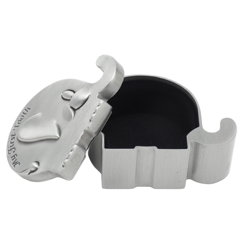 Baby Teeth Keepsake Box, First Tooth and Curls Elephant Shape