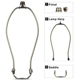 Kit de soporte para pantalla de lámpara de 10 pulgadas con tapas de remate de lámpara, 2 juegos [resistente] soporte de arpa para lámparas de mesa y de pie (latón antiguo)