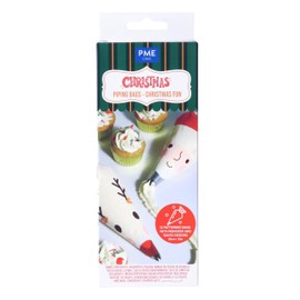 PME CH24IB125 12 Disposable Icing Piping Bags, Christmas Fun, Plastic