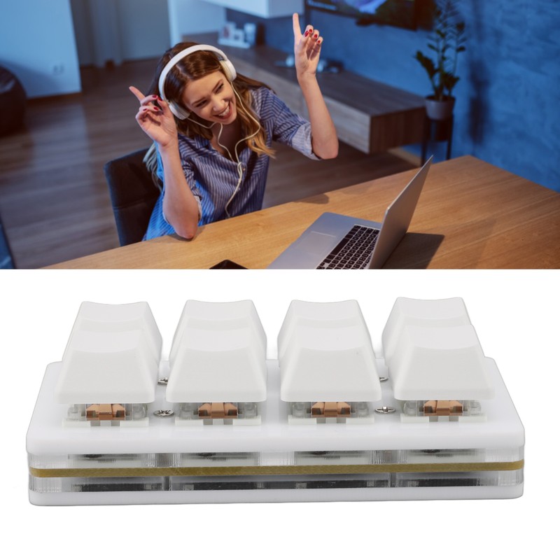 8 Key Keyboard Blue Switch Hot Swappable Copy Paste Shortcuts