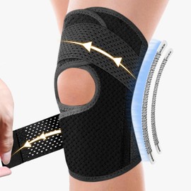 Knee Supporter, Sports, Thin, Knee Pads with Z-shaped Belts, Firm, Perforated Design, Mesh, Non-stuffy, Breathable, Built-in Springs, Knee Protection, Joint Ligament Protection, Running, Climbing