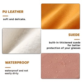 QH-Shop Soft Leather Glasses Case, Portable Squeeze Top, Glasses Bag, Waterproof Sunglasses Storage Case for Women Men Travel Lipstick Key ID Credit Cards Pack of 4, Pink, orange, blue, green