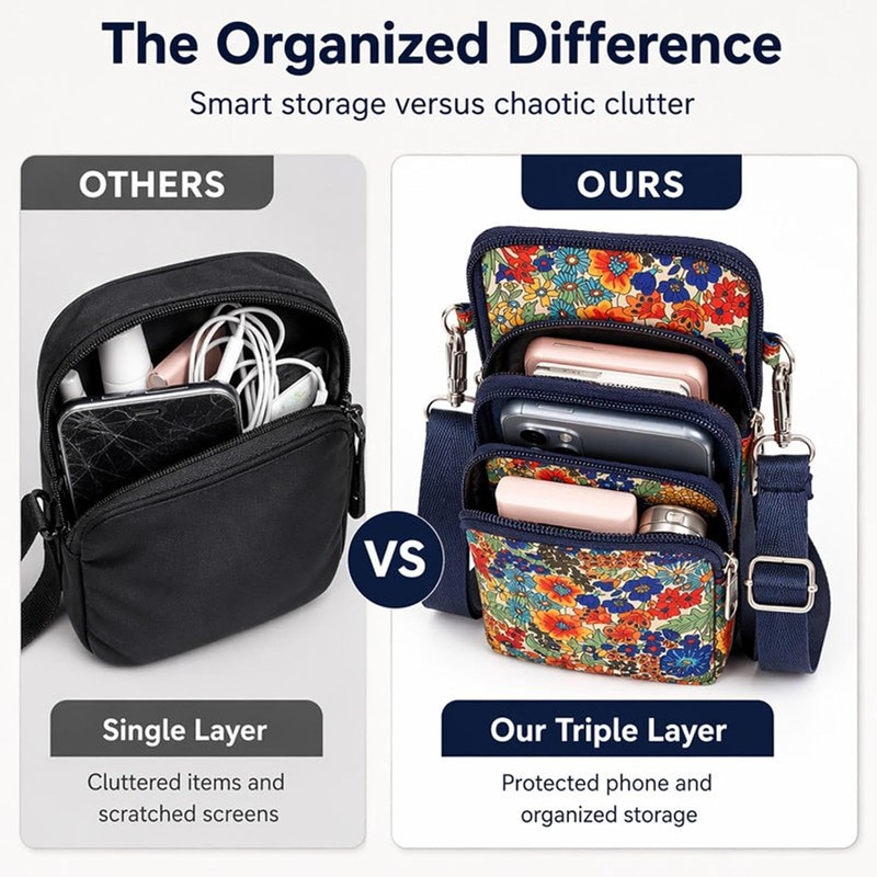 Bolso para Teléfono - Estampado Multibolsillos Mini Cartera con