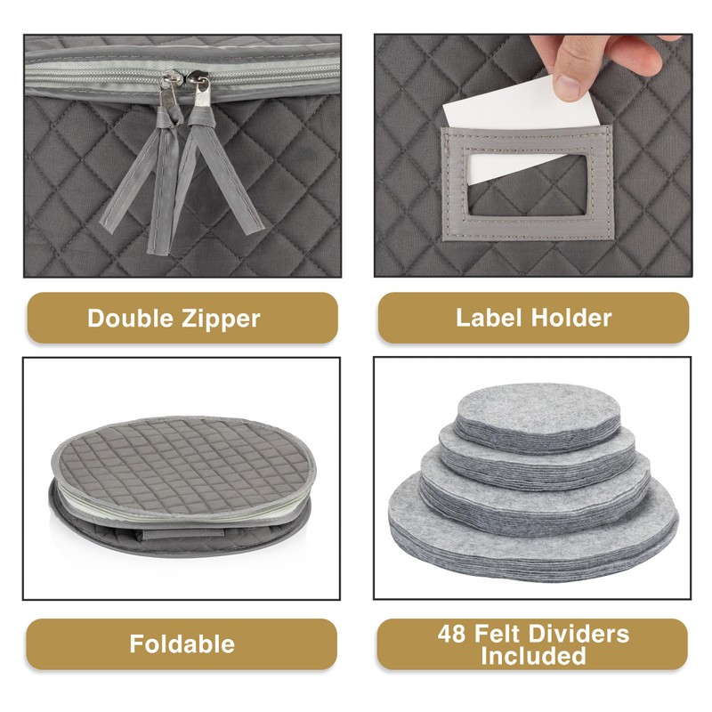 Fine China Storage - Set of 4 Quilted Cases for