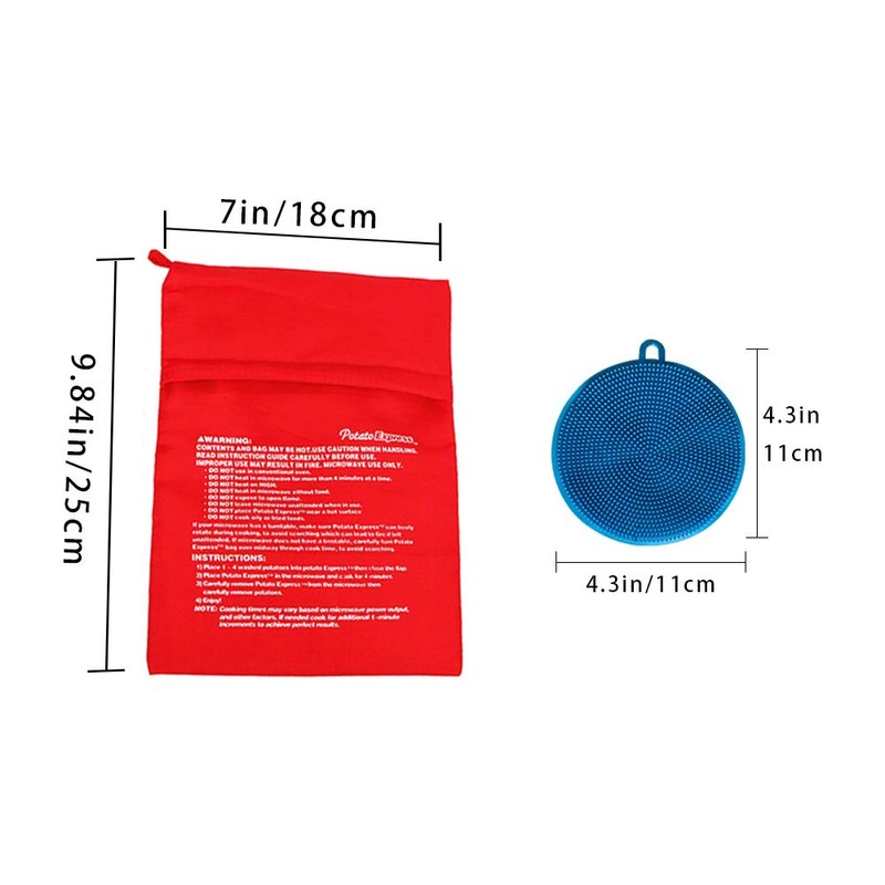 3 Pack of Microwave Potato Bag Kit, with 3PCS Silicone