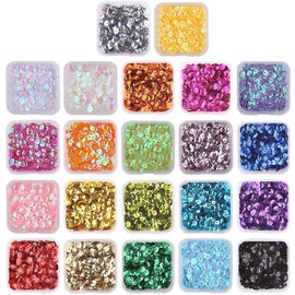 VEYLIN 8800 Pcs 6MM Bulk Loose Sequins, 22 Colors Round Embroidery Sequins Cup Craft Sequins with Holes for DIY.
