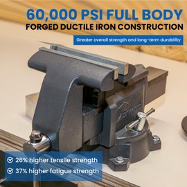 Forward CR50A-5.5In Bench Vise Heavy Duty Vice with Anvil and 210 Degrees Swivel Base (5 1/2")
