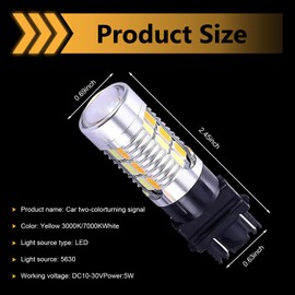2 PCS 3157 Car LED Turn Signal Bulbs, T25 3047 3057 Dual Color Switchback Bulb, 20SMD Super Bright Indicator Light, Plug and Play Replacement for Most Trucks SUVs Cars (White & Yellow)