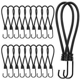 Akicderu Bungee Cord with Hooks, Pack of 20 Expanders with Hooks, 18 cm Robust Tie Down Straps with Hooks, Versatile Rubber Tensioner with Hooks, Tarpaulin Tensioners for Various Applications