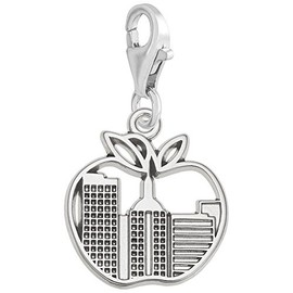 Sterling Silver New York Skyline Charm with Lobster Claw Clasp, Charms for Bracelets and Necklaces