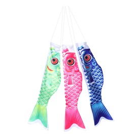 Abaodam 3pcs Koi Fish Windsock Decorative Streamer Japanese Theme Outdoor Hanging Flag for Gardens Patios and Yards Weather Resistant Cloth for Festivals and Home Decor