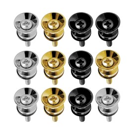 Guitar Strap Buttons 12 Pcs Guitar Strap Locks Guitar Strap Lock Knobs, Metal Small End Pins Sets, Copper Acoustic Guitar Strap Button with Screws for Ukulele Bass Electric