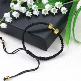 LUOKIFUR Dumbbell Braided Men's Bracelet Inspirational Fitness Charm Bracelet Adjustable Men's and Women's Bracelet Sports Fitness Personal Trainer Gift (gold)