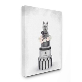 Stupell Industries Fashion Dog Box Stack Neutral Grey Pink Painting, Design by Artist Ziwei Li Wall Art, 24 x 30, Canvas