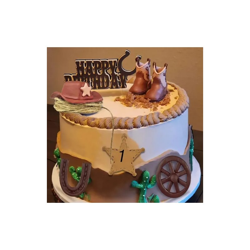 Decoración Pastel De Vaquero Del Oeste Para Fiesta Cumpleaño Rdffcoo