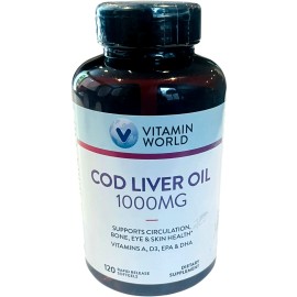 Vitamin World - Cod Liver Oil 1000MG 120 Softgels - EX 05/26