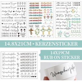 4 Blatt Taufe Kerzen Aufkleber Kerzen Tattoos mit Rub On Sticker Taufkerze Selber Machen Set Junge Mädchen Wunscherfüller Transferaufkleber Kerzenhalter Rub Ons Bunte Kerzensticker DIY Geschenke