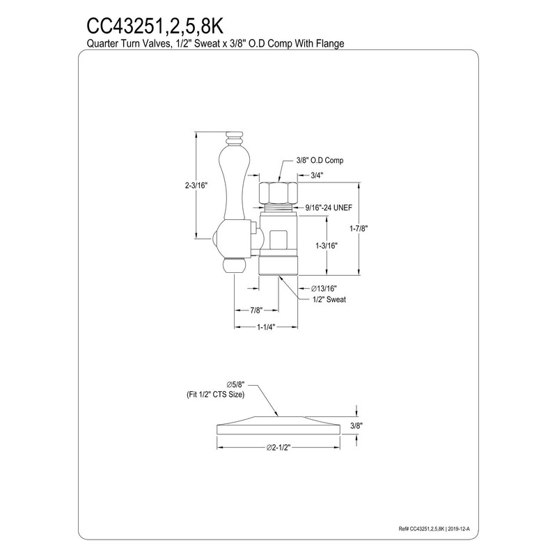 Kingston Brass CC43252K Straight Stop Valve, Polished Brass