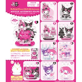 F-toys Confect MyMelodey Kuromi 50th & 20th Anniversaries Acrylic Accessory Stand, Pack of 10, Candy Toy, Gum (Full Comp.)