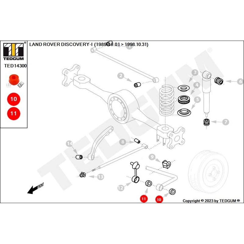 TEDGUM TED14300 POLYURETHANE BUSHING FOR STABILIZER CONNECTION FRONT/REAR