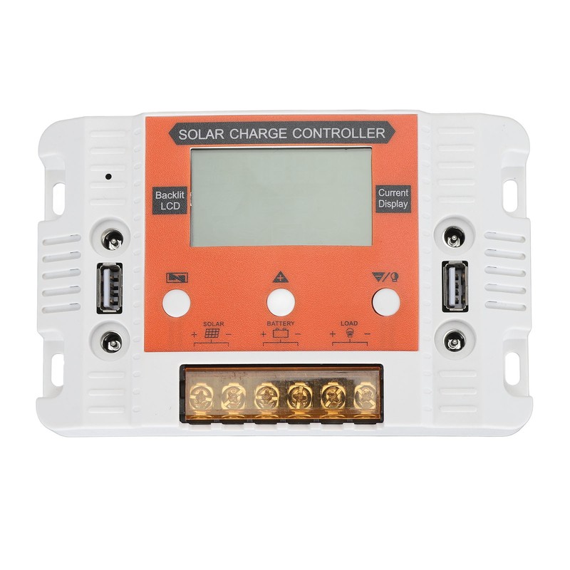 Solar Charge Controller LCD Backlit Display Memory Function Dual USB