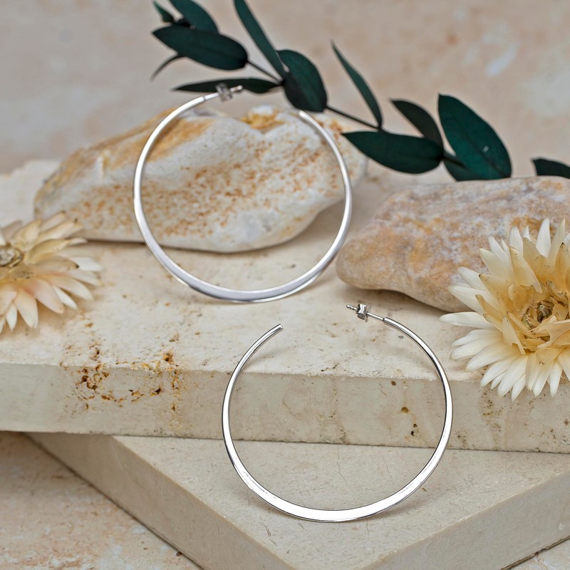 Tuscany Silver 55 mm Flat Hoop Earrings