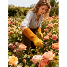 Nuo Wen Large Yellow Thornproof Garden Gloves for Women and Men