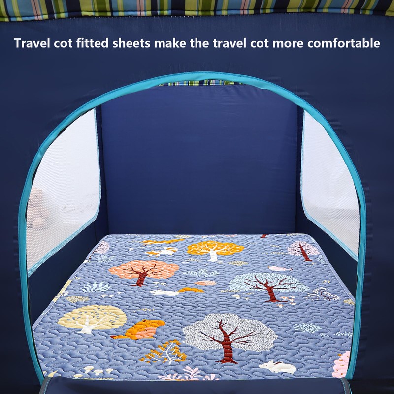 Padded Travel Cot Sheet Fitted 95x65 cm, Breathable Thick Baby