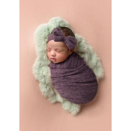 Vomdrok Newborn Photography Props Wrap Cloth Newborn Photography Wrap Blanket for Baby Boys Girls Posing Photo Shoot Props (Purple)